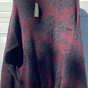 VTG NWT Dino Baldini Maroon and Green/Blue Patterned Sweater
